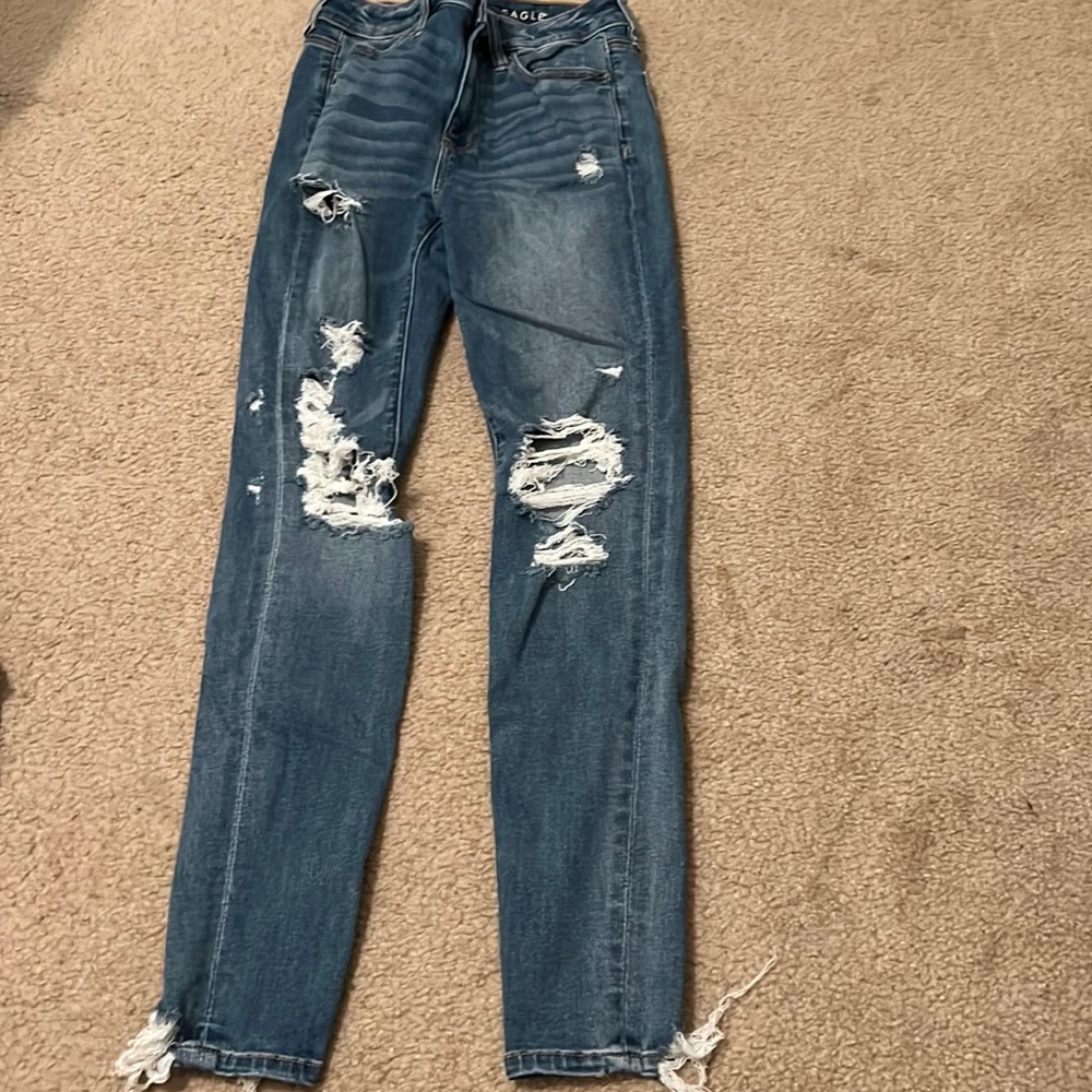 AE Next level stretch womens ripped high waisted jean